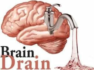 A brain with a faucet